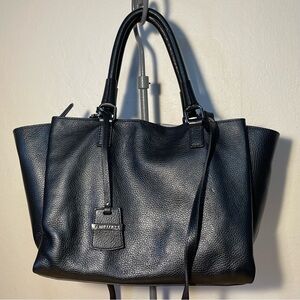 A. Bellucci Italian Leather Satchel Crossbody Bag Black Structured Organizer